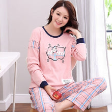 Load image into Gallery viewer, Home Clothes Women Pyjamas Two Piece Autumn Spring Pijama Plus size Cotton Pajama Set Female Sleepwear Night Suit Nightwear