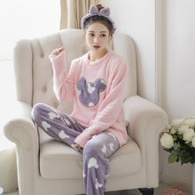 Load image into Gallery viewer, Home Suit Autumn Winter Women Pyjamas Sets Pijama Thick Warm Coral Flannel nightgown Female Cartoon Animal Cute top + long pants