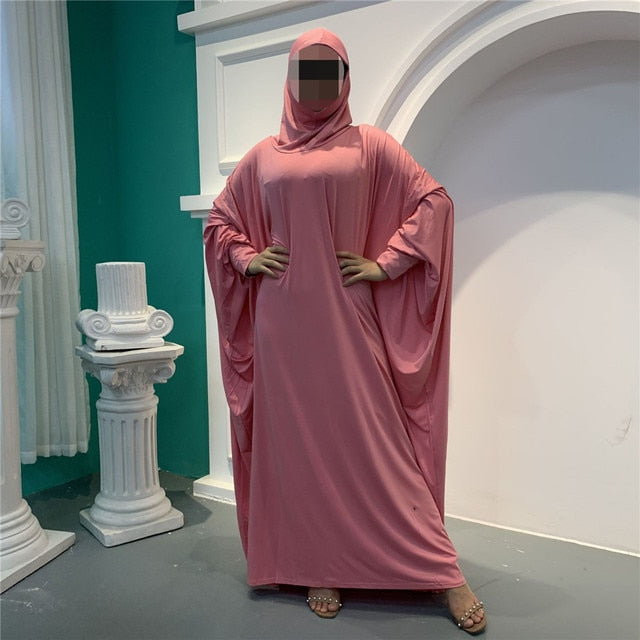 Hooded Abaya Muslim Women Prayer Garment Hijab Dress Arabic Robe Overhead Kaftan Khimar Jilbab Eid Ramadan Gown Islamic Clothes