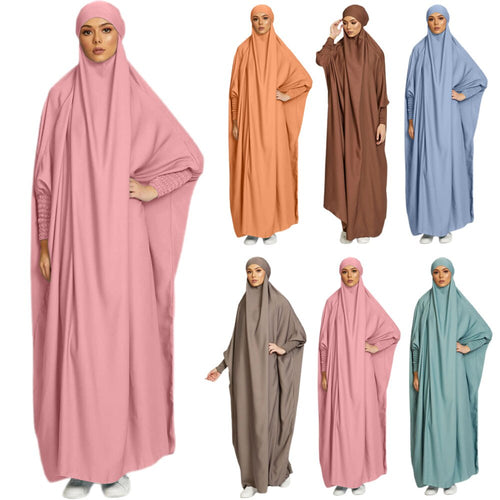 Hooded Abaya Muslim Women Prayer Garment Hijab Dress Arabic Robe Overhead Kaftan Khimar Jilbab Eid Ramadan Gown Islamic Clothes