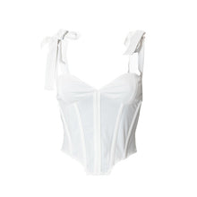 Load image into Gallery viewer, Hot 2022 For Summer Elegant Bandage Sleeveless Fashion Women&#39;s Clothing White Crop Top Rave Festival Sexy V-Neck Tops Streetwear