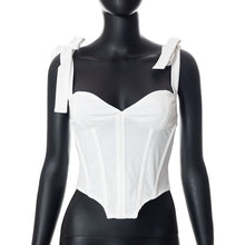 Load image into Gallery viewer, Hot 2022 For Summer Elegant Bandage Sleeveless Fashion Women&#39;s Clothing White Crop Top Rave Festival Sexy V-Neck Tops Streetwear