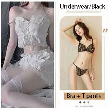 Load image into Gallery viewer, Hot Pajamas For Women Sexy Lingerie Summer Transparent Sexy Lace Sling Short Nightdress Underwear Women&#39;S 2 Piece Set Home Wear