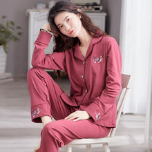 Load image into Gallery viewer, Hot Sale Pajamas Sets For Women Stylish Pure Colour Pijamas Long Sleeves Long Pans Ladies Pyjamas Casual Homewear Big Size XXXL