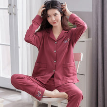 Load image into Gallery viewer, Hot Sale Pajamas Sets For Women Stylish Pure Colour Pijamas Long Sleeves Long Pans Ladies Pyjamas Casual Homewear Big Size XXXL