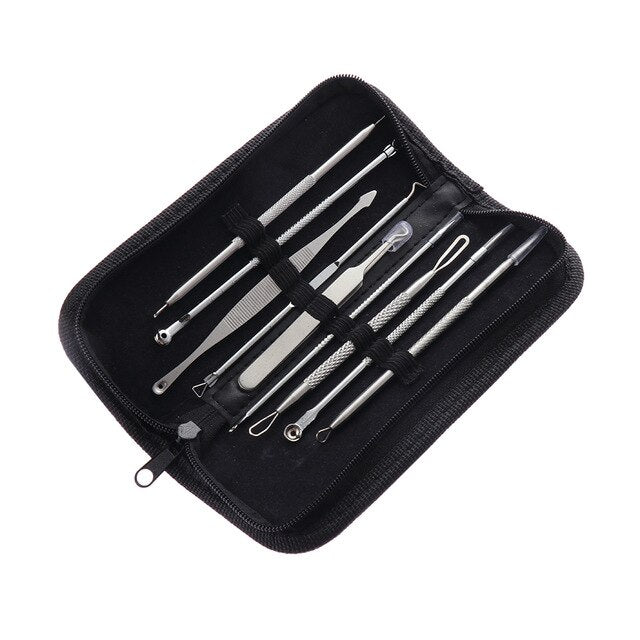 Hot Sale  Stainless Steel Extractor Blackhead Remover Needles Acne Pimple Blemish Treatments Face Skin Care Sets Beauty Tools