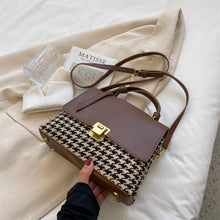 Load image into Gallery viewer, Houndstooth Designer Small PU Leather Crossbody Bags with Short Handle for Women 2021 hit Lady Shoulder Purses and Handbags