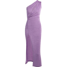 Load image into Gallery viewer, INS 2022 Summer Elegant Purple Inclined Shoulder Maxi Dress Sexy Slit Club Party Outfits for Women Sleeveless Prom Dresses Casua