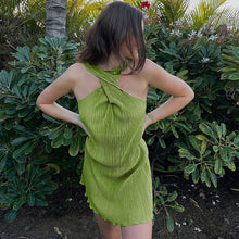 Load image into Gallery viewer, INS 2022 Summer Sexy Backless Folds Mini Dress Club Party Outfits for Women Sleeveless Green Elegant Halter Prom Dresses Casual