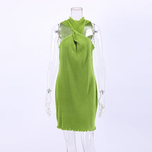 Load image into Gallery viewer, INS 2022 Summer Sexy Backless Folds Mini Dress Club Party Outfits for Women Sleeveless Green Elegant Halter Prom Dresses Casual
