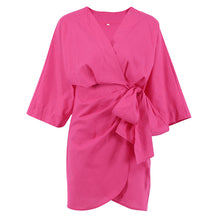 Load image into Gallery viewer, INS 2022 Summer Sexy V-Neck Cardigan Mini Dress Club Party Outfits for Women Green Irregular Lantern Sleeves Prom Dresses Casual