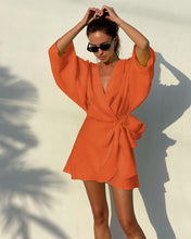 Load image into Gallery viewer, INS 2022 Summer Sexy V-Neck Cardigan Mini Dress Club Party Outfits for Women Green Irregular Lantern Sleeves Prom Dresses Casual