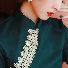 Load image into Gallery viewer, Improved Cheongsam Elegant Chinese Qipao Classic Women Daily Retro Green Temperament Girl Chinese Style Dress Evening Party Gown