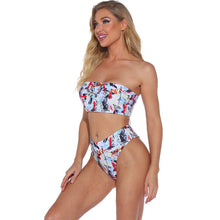 Load image into Gallery viewer, Indoor Swimsuit Separate Women&#39;s Swimwear Bikini 2021 Beachwear Printing White Strapless One Word Collar