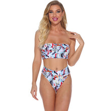 Load image into Gallery viewer, Indoor Swimsuit Separate Women&#39;s Swimwear Bikini 2021 Beachwear Printing White Strapless One Word Collar