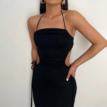 Load image into Gallery viewer, Ins 2022 Summer Elegant Bandage Black Spaghetti Strap Maxi Dress Sexy Cutout Club Party Outfits for Women Prom Dresses Casual