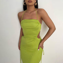 Load image into Gallery viewer, Ins 2022 Summer Elegant Bandage Black Spaghetti Strap Maxi Dress Sexy Cutout Club Party Outfits for Women Prom Dresses Casual