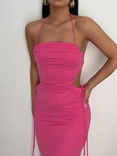 Load image into Gallery viewer, Ins 2022 Summer Elegant Bandage Black Spaghetti Strap Maxi Dress Sexy Cutout Club Party Outfits for Women Prom Dresses Casual