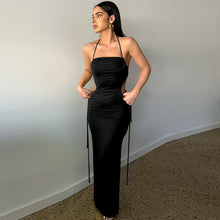 Load image into Gallery viewer, Ins 2022 Summer Elegant Bandage Black Spaghetti Strap Maxi Dress Sexy Cutout Club Party Outfits for Women Prom Dresses Casual