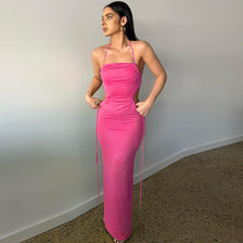 Load image into Gallery viewer, Ins 2022 Summer Elegant Bandage Black Spaghetti Strap Maxi Dress Sexy Cutout Club Party Outfits for Women Prom Dresses Casual