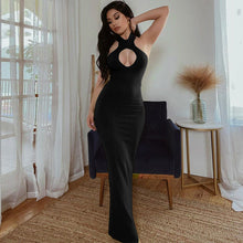 Load image into Gallery viewer, Ins 2022 Summer Elegant Halter Maxi Dress Sexy Cutout Club Party Outfits for Women Red Black Prom Slit Dresses Casual Vestidos