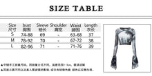 Load image into Gallery viewer, Ins Fashion 2022 Summer Chic Print Mesh Women&#39;s Clothing Crop Top Rave Festival Sexy Trumpet Long Sleeves Tops Streetwear