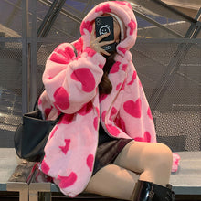 Load image into Gallery viewer, Jacket Woman Harajuku Two Sides Wear Y2k Lamb Wool Coat Women Pink 2023 Zipper Up Plush Stand Collar Warm Jackets Winter Clothes