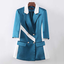 Load image into Gallery viewer, Jackets Women&#39;s Blazers coats 2021 Summer Cotton Stripe Splicing Half Sleeve Small Suits jacket Ladies Skinny Formal Blazer Suit