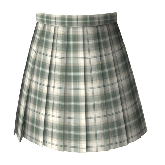 Japan Retro Green Plaid Skirts Women 2022 Preppy Style Uniforms Pleated Skirt Spring Mini Jupe High Waist All Match Faldas Mujer