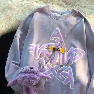 Japan Style O-neck Cute Hoodies Women 2022 New Casual Loose Letters Crewneck Sweatshirt Lazy Comfortable Spring Hoodie
