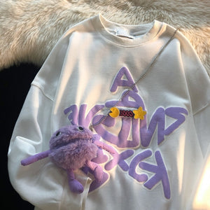 Japan Style O-neck Cute Hoodies Women 2022 New Casual Loose Letters Crewneck Sweatshirt Lazy Comfortable Spring Hoodie