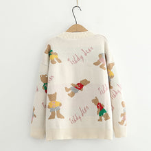 Load image into Gallery viewer, Japan Style Single Breasted Caytoon Kawaii Sweater Fall 2022 V-neck Cute Bear Knitted Cardigan Women Soft Loose Sueter Mujer