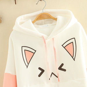 Japan Style Sweet Kawaii Hoodies Woemn 2022 Cartoon Cute Fleece Thick Sweatshirts Spring Simple Preppy Style Warm Hoodie Femme