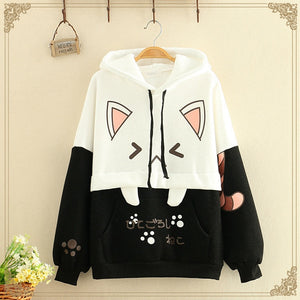 Japan Style Sweet Kawaii Hoodies Woemn 2022 Cartoon Cute Fleece Thick Sweatshirts Spring Simple Preppy Style Warm Hoodie Femme