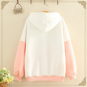 Japan Style Sweet Kawaii Hoodies Woemn 2022 Cartoon Cute Fleece Thick Sweatshirts Spring Simple Preppy Style Warm Hoodie Femme