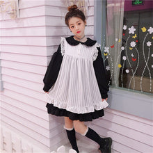 Load image into Gallery viewer, Japanese 2 Piece Lolita Dress Women Kawaii Peter Pan Collar Black Pink Blue Girl Dress sweet Soft Sister Preppy Ruffle mini dres