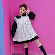 Load image into Gallery viewer, Japanese 2 Piece Lolita Dress Women Kawaii Peter Pan Collar Black Pink Blue Girl Dress sweet Soft Sister Preppy Ruffle mini dres