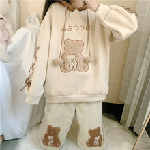 Load image into Gallery viewer, Japanese Cartoon Kawaii Hoodies Women 2022 Bandage Bear Cute Thick Hooded Sweatshirts Fall Simple Autumn Hoodie Coats