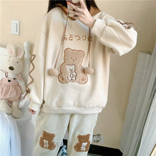 Load image into Gallery viewer, Japanese Cartoon Kawaii Hoodies Women 2022 Bandage Bear Cute Thick Hooded Sweatshirts Fall Simple Autumn Hoodie Coats