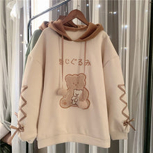 Load image into Gallery viewer, Japanese Cartoon Kawaii Hoodies Women 2022 Bandage Bear Cute Thick Hooded Sweatshirts Fall Simple Autumn Hoodie Coats