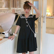 Load image into Gallery viewer, Japanese College Style Summer Dress Sweet Peter Pan Collar Kawaii Lace Ruffles Dress Short Sleeve Mori Girl Woman Dress