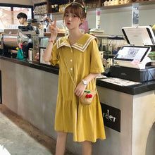 Load image into Gallery viewer, Japanese College Style Summer Dress Sweet Peter Pan Collar Kawaii Lace Ruffles Dress Short Sleeve Mori Girl Woman Dress