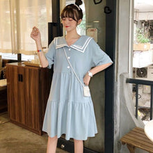 Load image into Gallery viewer, Japanese College Style Summer Dress Sweet Peter Pan Collar Kawaii Lace Ruffles Dress Short Sleeve Mori Girl Woman Dress