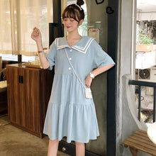 Load image into Gallery viewer, Japanese College Style Summer Dress Sweet Peter Pan Collar Kawaii Lace Ruffles Dress Short Sleeve Mori Girl Woman Dress
