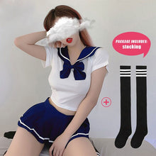 Load image into Gallery viewer, Japanese Cute JK Uniform Lovely Student Cosplay Costumes Sexy Pajamas School Girl Bow Tops Pleated Skirt Sex Play Lingerie