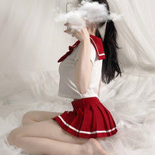 Load image into Gallery viewer, Japanese Cute JK Uniform Lovely Student Cosplay Costumes Sexy Pajamas School Girl Bow Tops Pleated Skirt Sex Play Lingerie