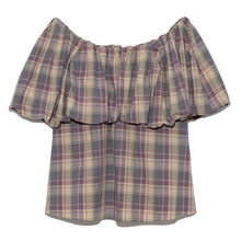 Load image into Gallery viewer, Japanese Elegant Bow Lace-up Women Blouse Slash Neck Backless 2021 Fall Chic Plaid Blusas Mujer Sweet Puff Sleeve Woman Shirts
