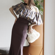 Load image into Gallery viewer, Japanese Elegant Bow Lace-up Women Blouse Slash Neck Backless 2021 Fall Chic Plaid Blusas Mujer Sweet Puff Sleeve Woman Shirts