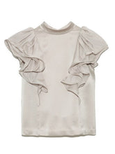 Load image into Gallery viewer, Japanese Elegant Chic Stand Collar Blouse Women Ruffles Edge Golssy Woman Shirts Office Ladies Early Autumn 2021 New Blusas