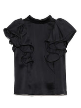 Load image into Gallery viewer, Japanese Elegant Chic Stand Collar Blouse Women Ruffles Edge Golssy Woman Shirts Office Ladies Early Autumn 2021 New Blusas